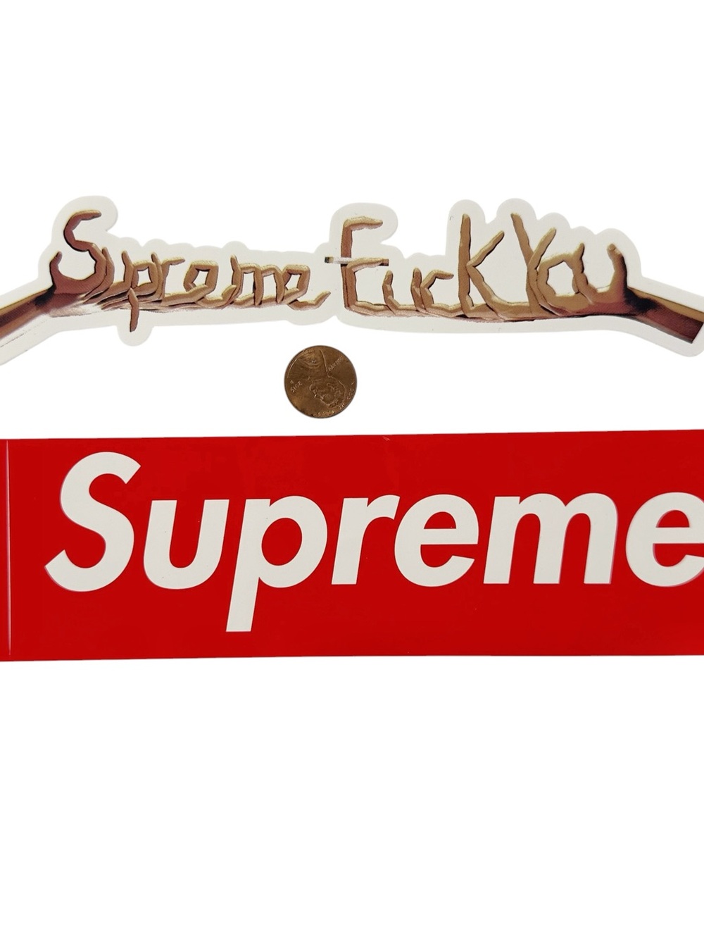 Supreme F You Fingers & Box Logo Skateboard Stickers FW18